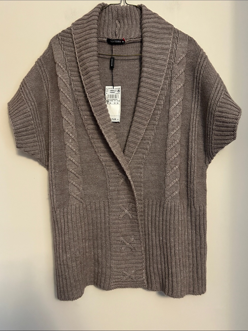 Sintesus short sleeve knit  I sweater acrylic/wool/mohair snap front size 22